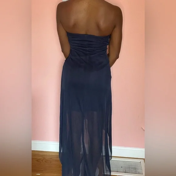 Navy Blue Cocktail Dress - Picture 3 of 4